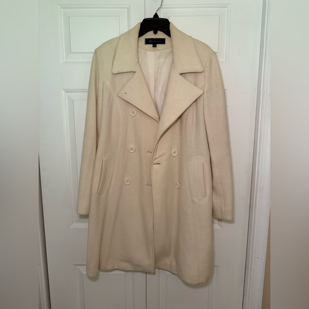 Anne Klein Cream Wool Pea Coat